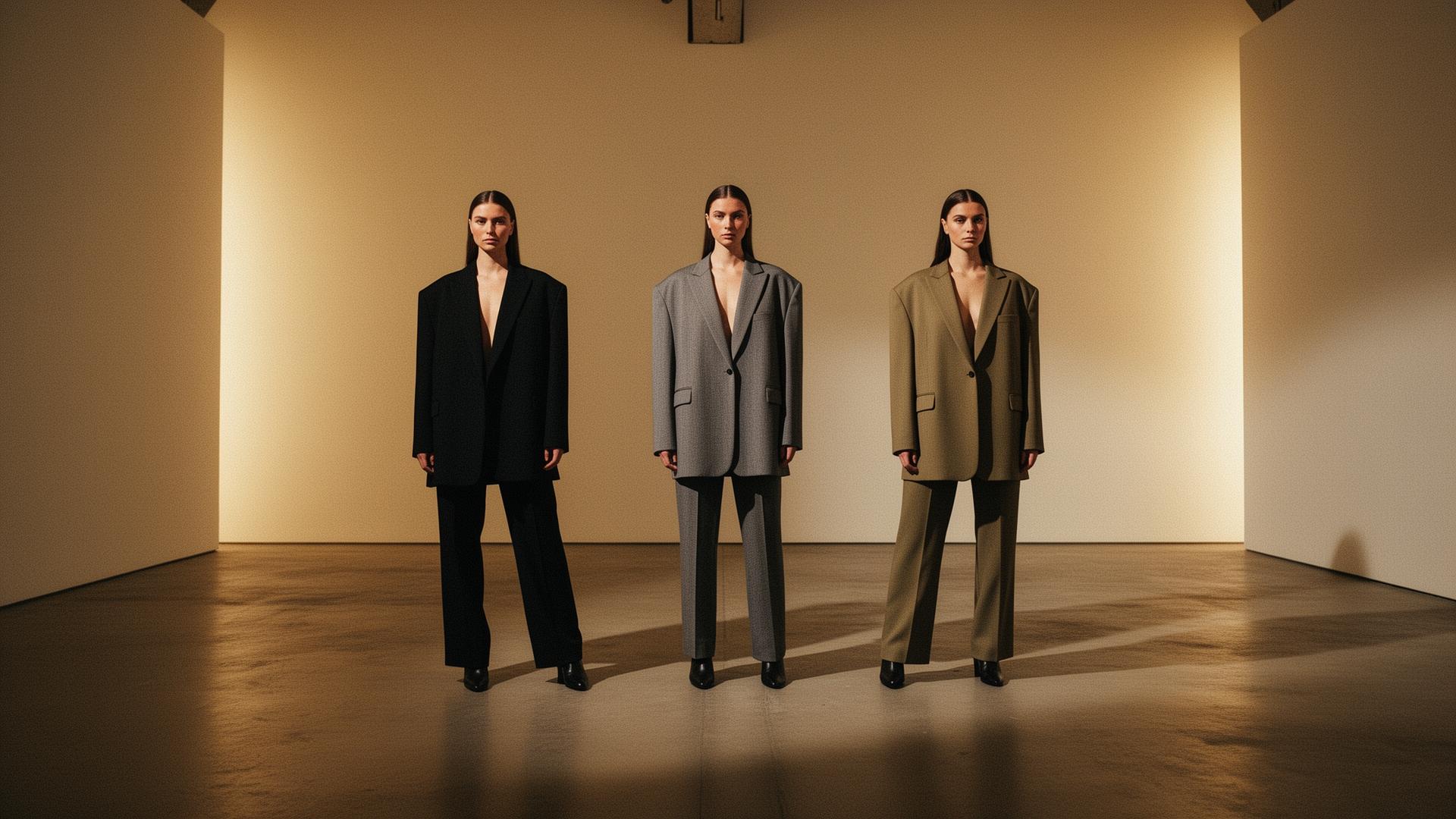 OOTD Blazer campaign in black, grey and khaki